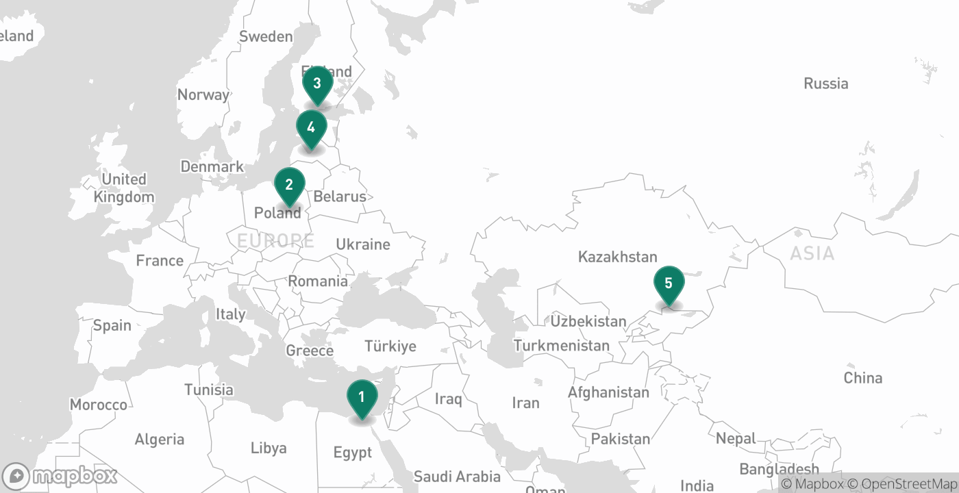 Map of the five cities from June 27th, 2026