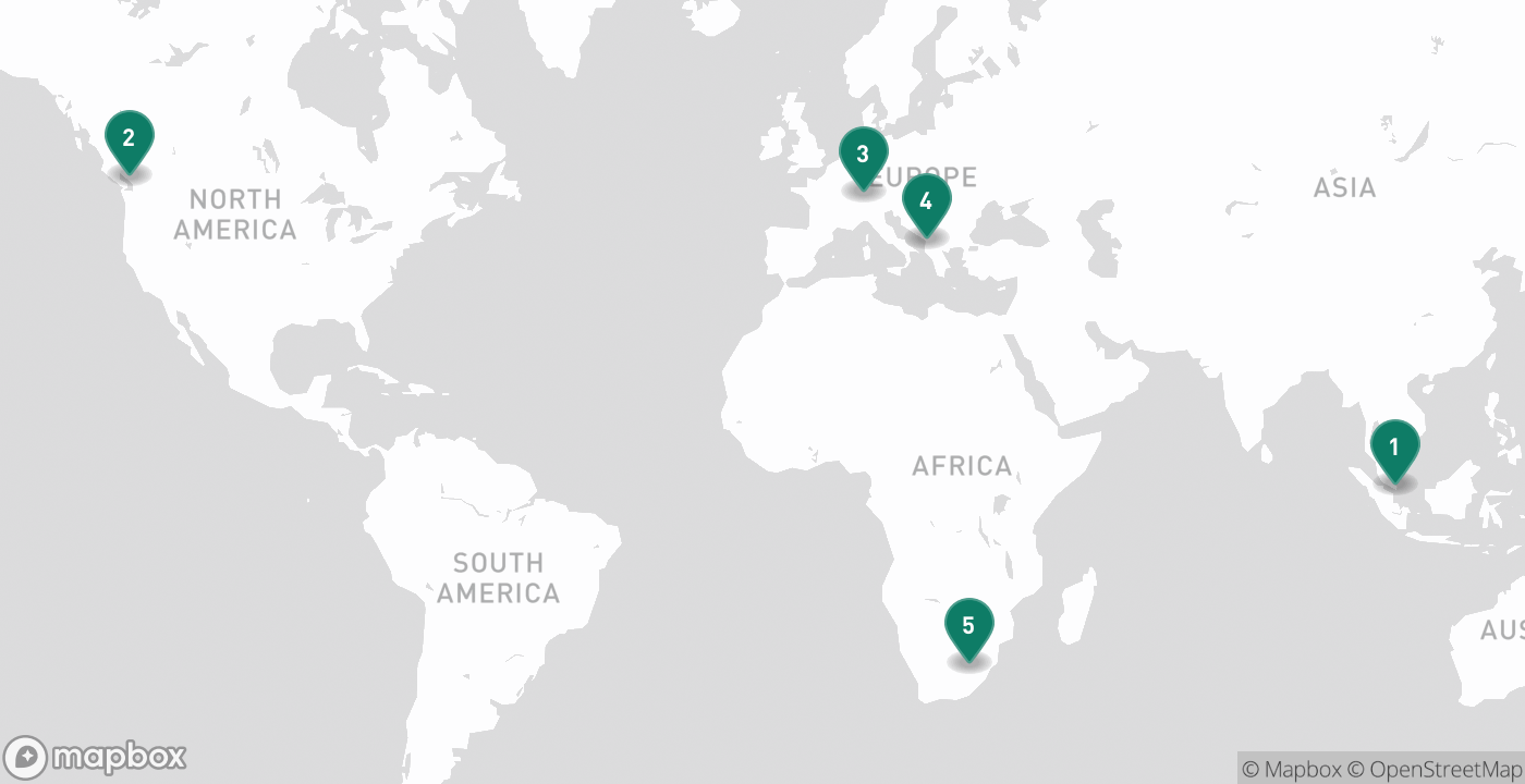 Map of the five cities from July 1st, 2026