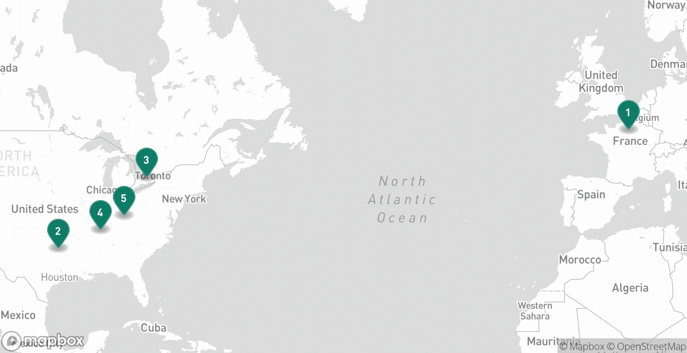 Map of the five cities from July 3rd, 2026