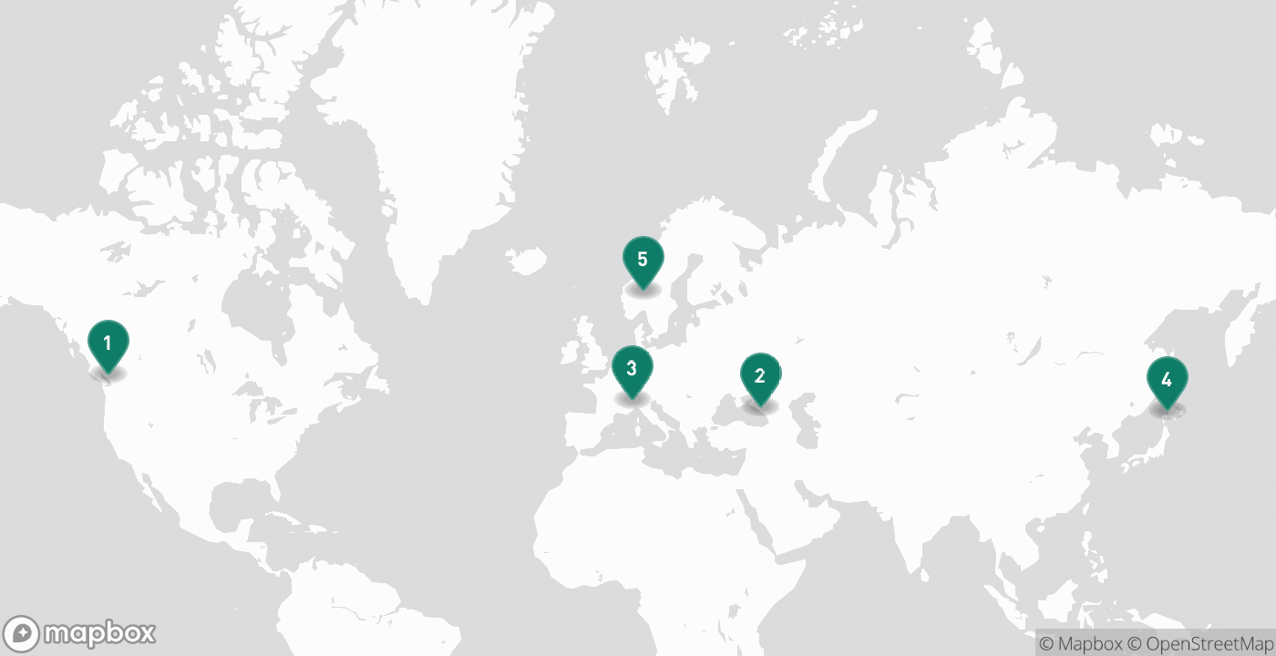 Map of the five cities from July 6th, 2026