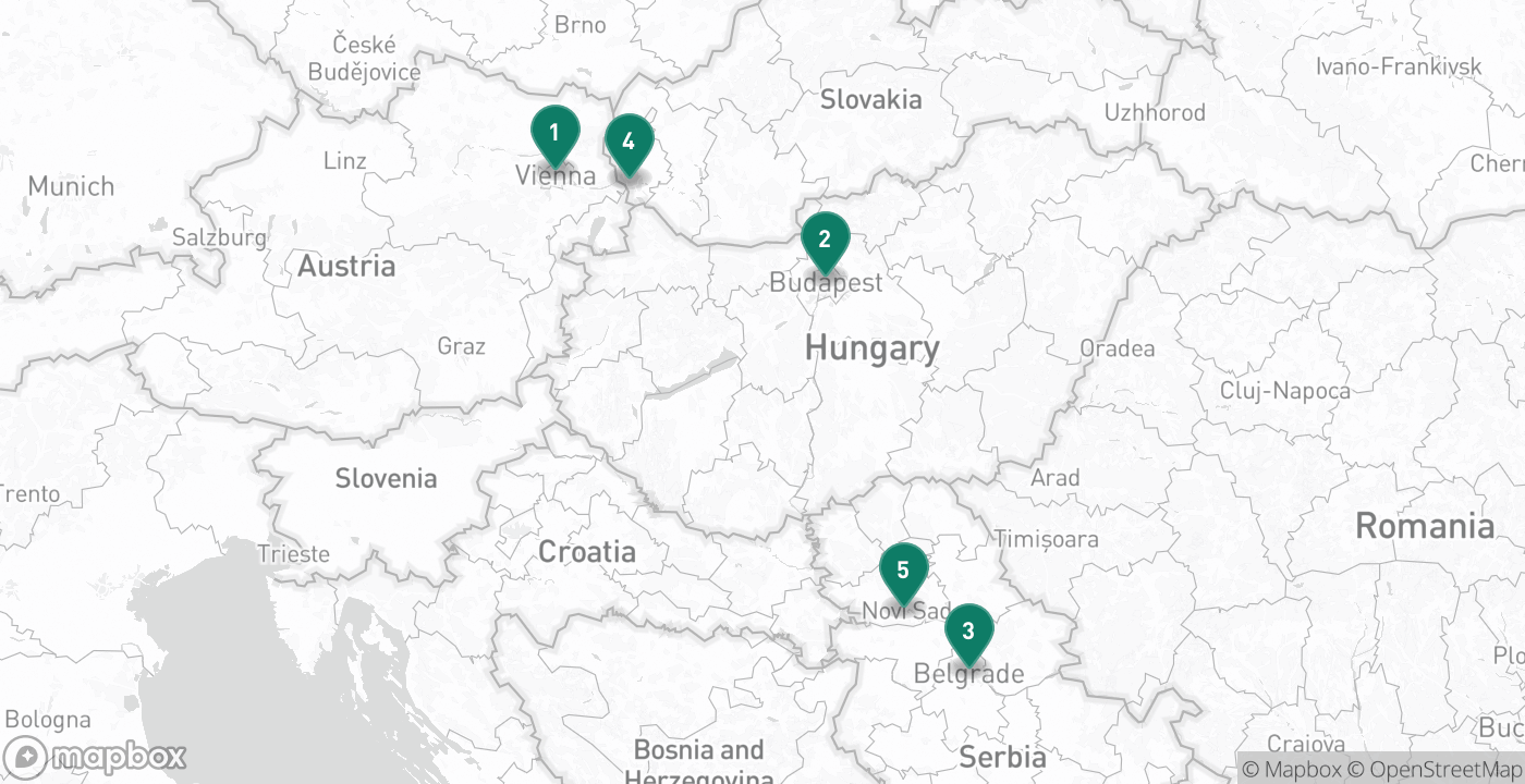 Map of the five cities from July 8th, 2026