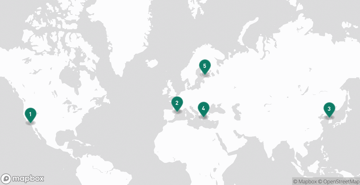 Map of the five cities from July 9th, 2026