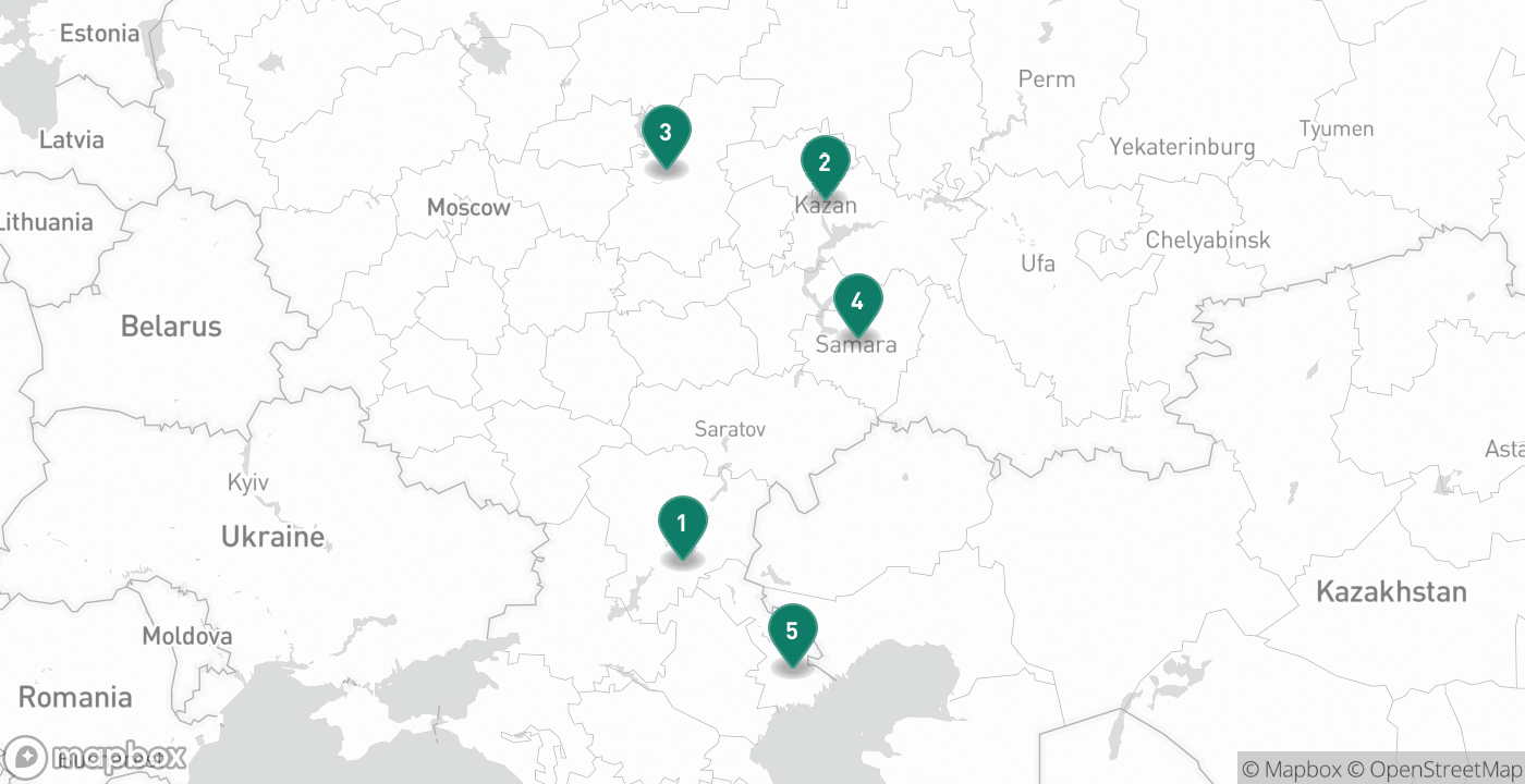 Map of the five cities from July 11th, 2026