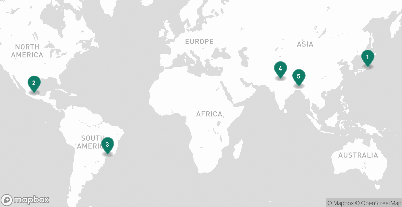 Map of the five cities from July 15th, 2026
