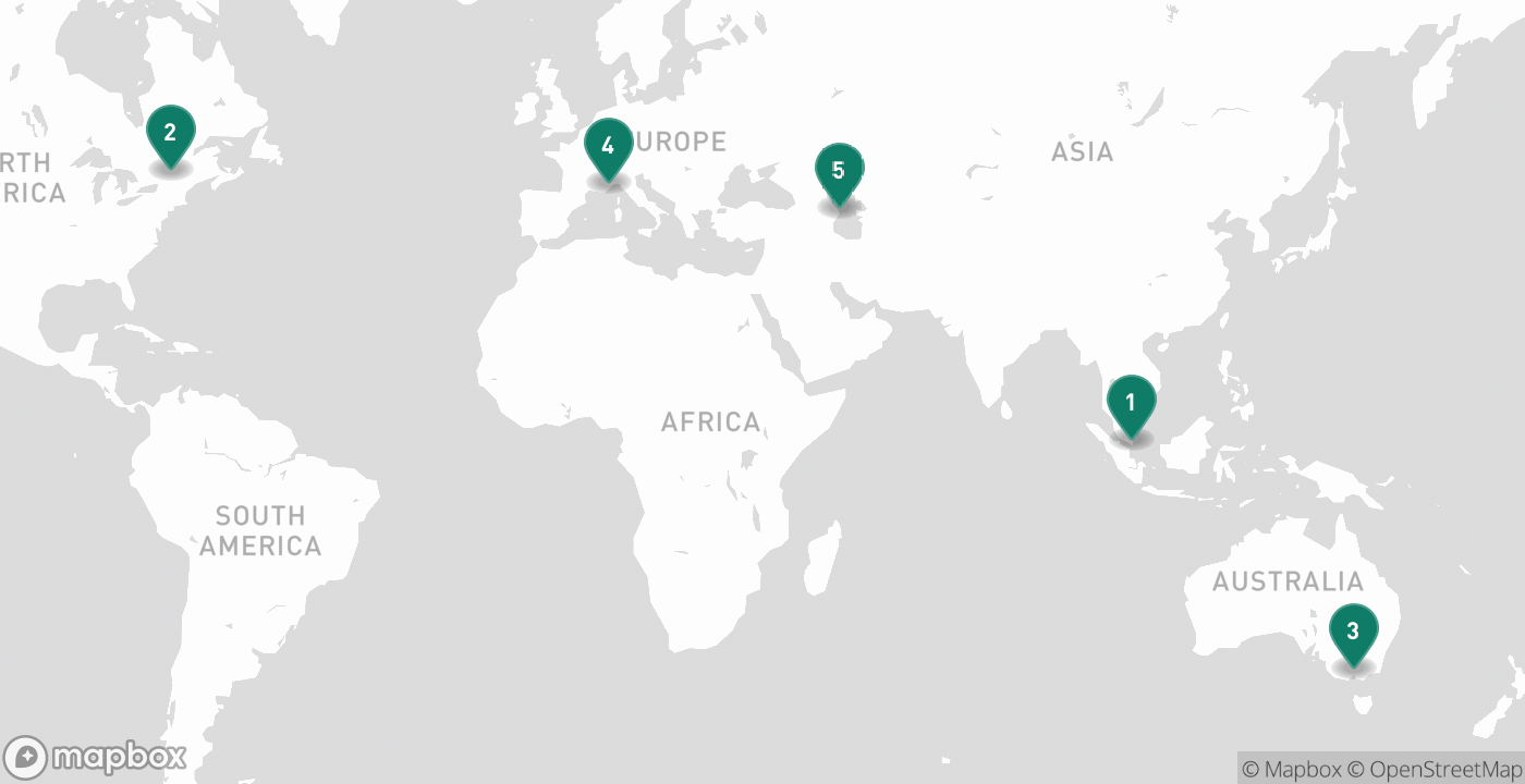 Map of the five cities from July 16th, 2026