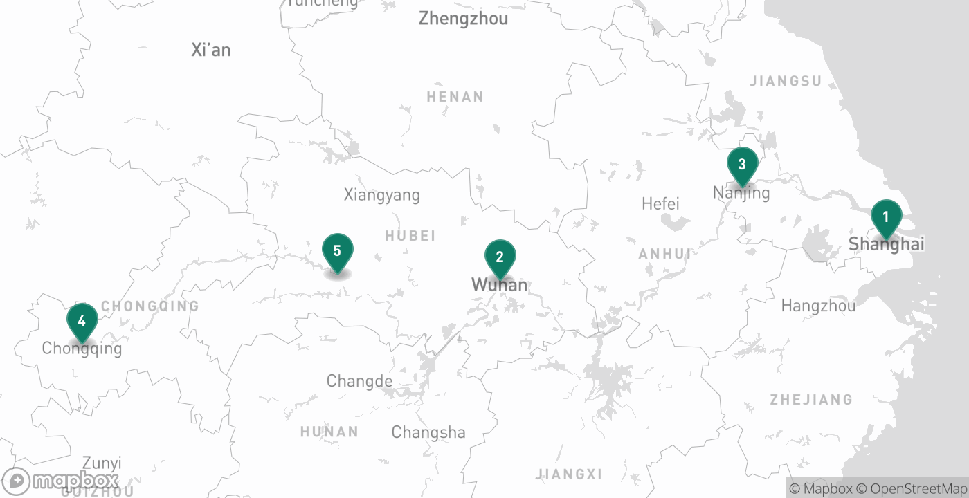 Map of the five cities from July 17th, 2026