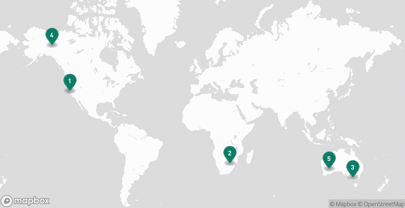 Map of the five cities from July 23rd, 2026