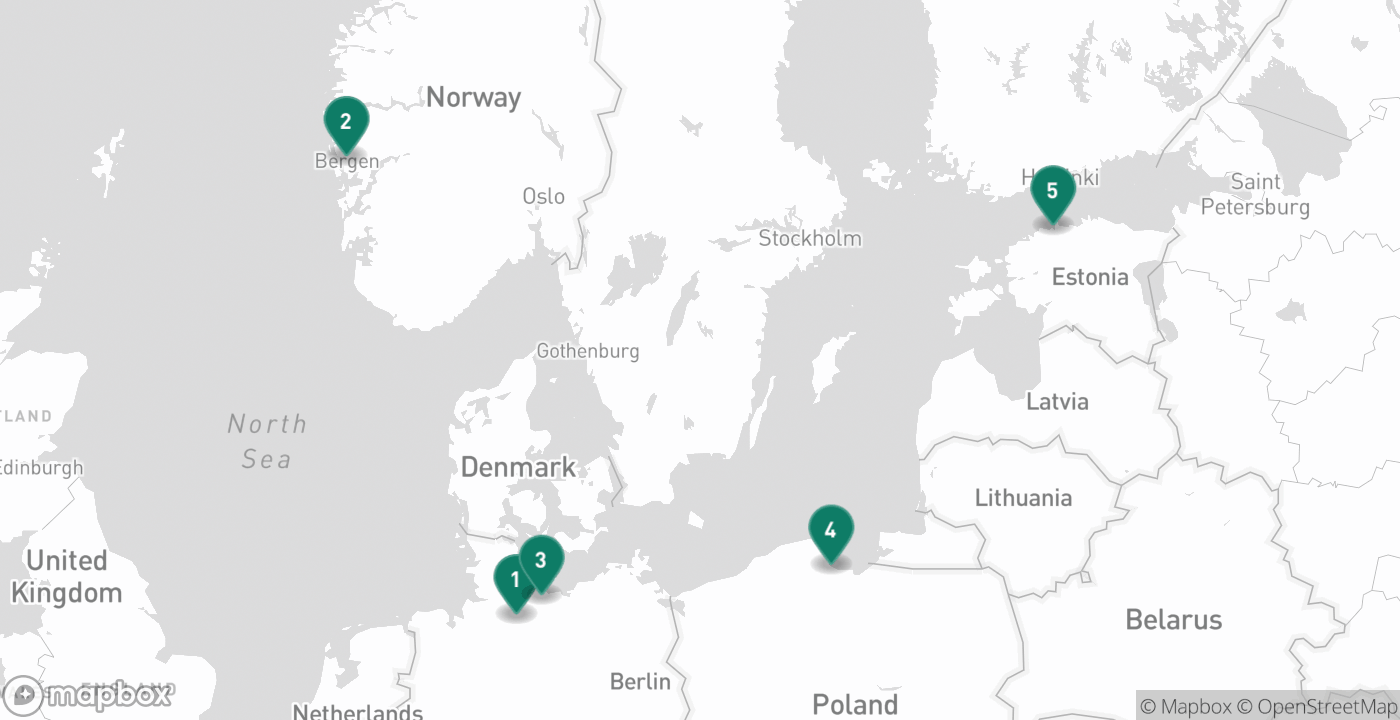 Map of the five cities from July 24th, 2026