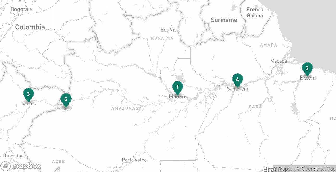 Map of the five cities from July 25th, 2026