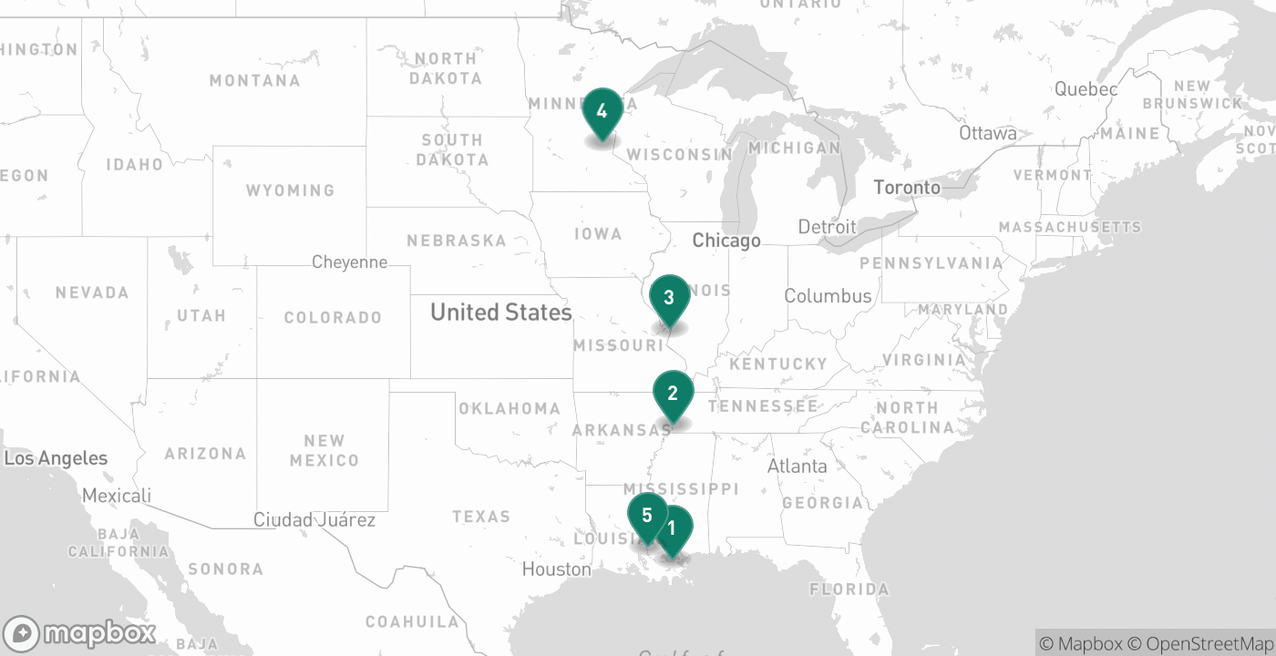 Map of the five cities from July 26th, 2026