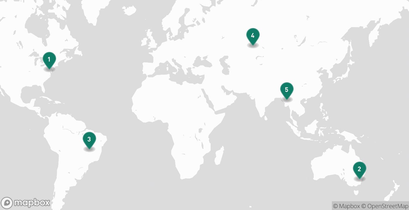Map of the five cities from July 28th, 2026