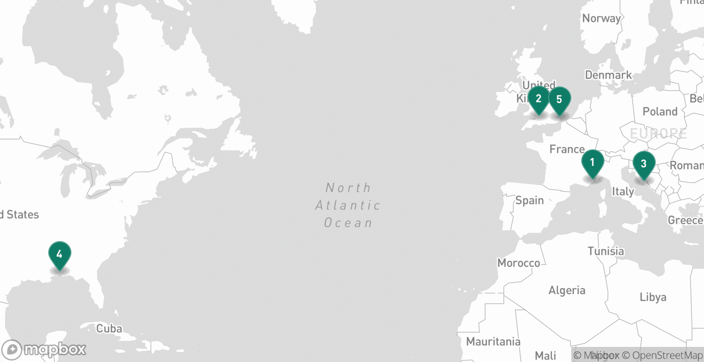 Map of the five cities from July 29th, 2026