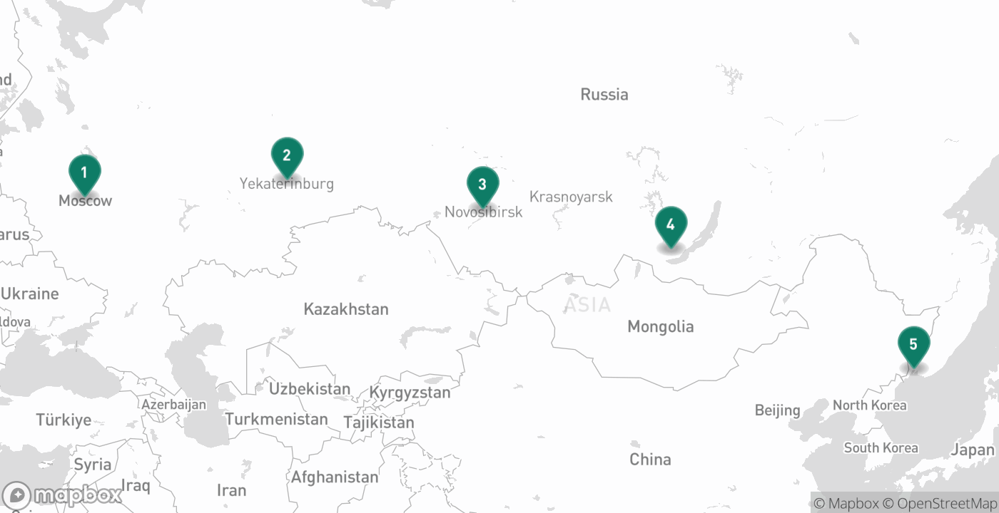 Map of the five cities from August 1st, 2026
