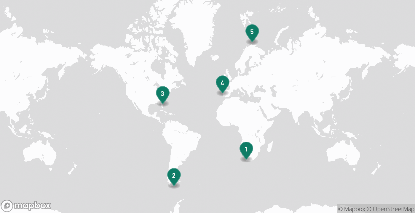 Map of the five cities from August 6th, 2026