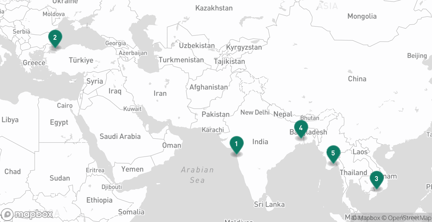 Map of the five cities from August 11th, 2026