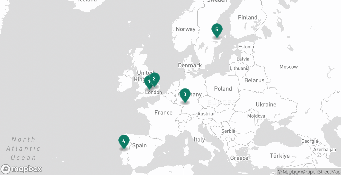 Map of the five cities from August 15th, 2026