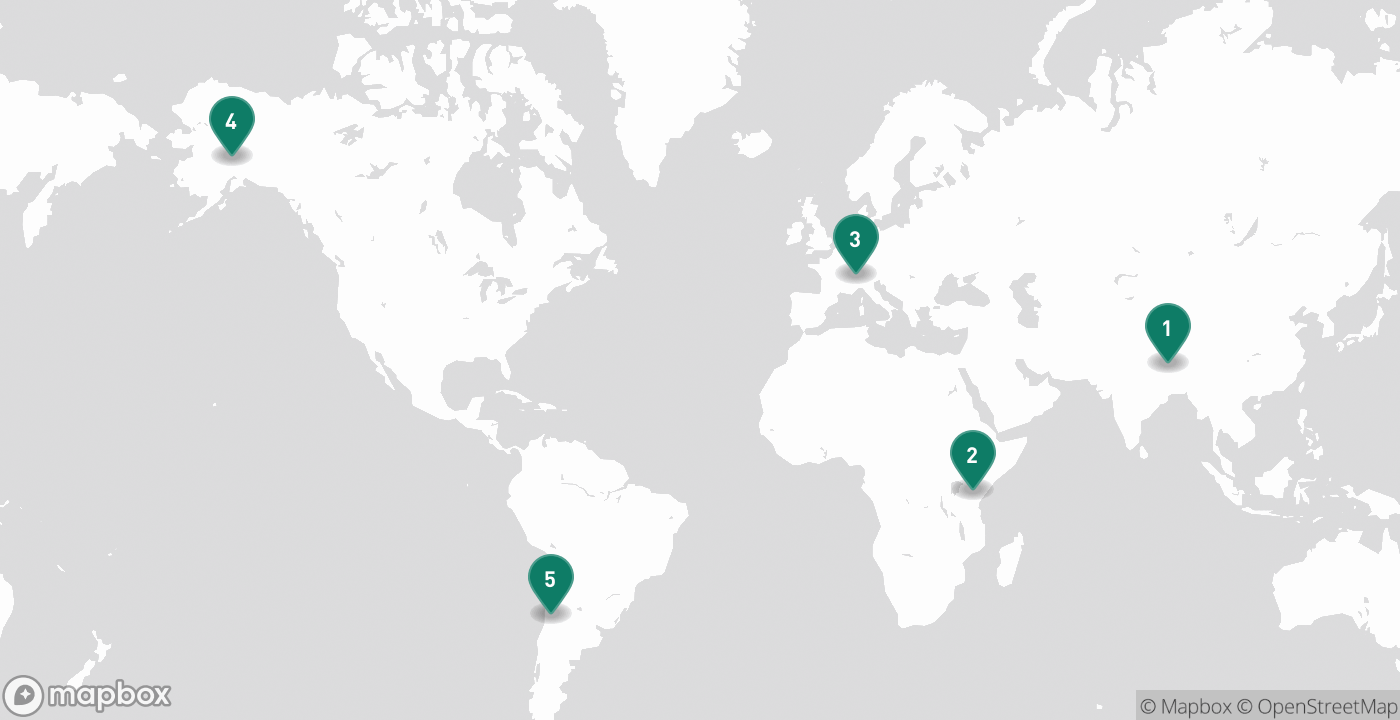 Map of the five cities from August 17th, 2026