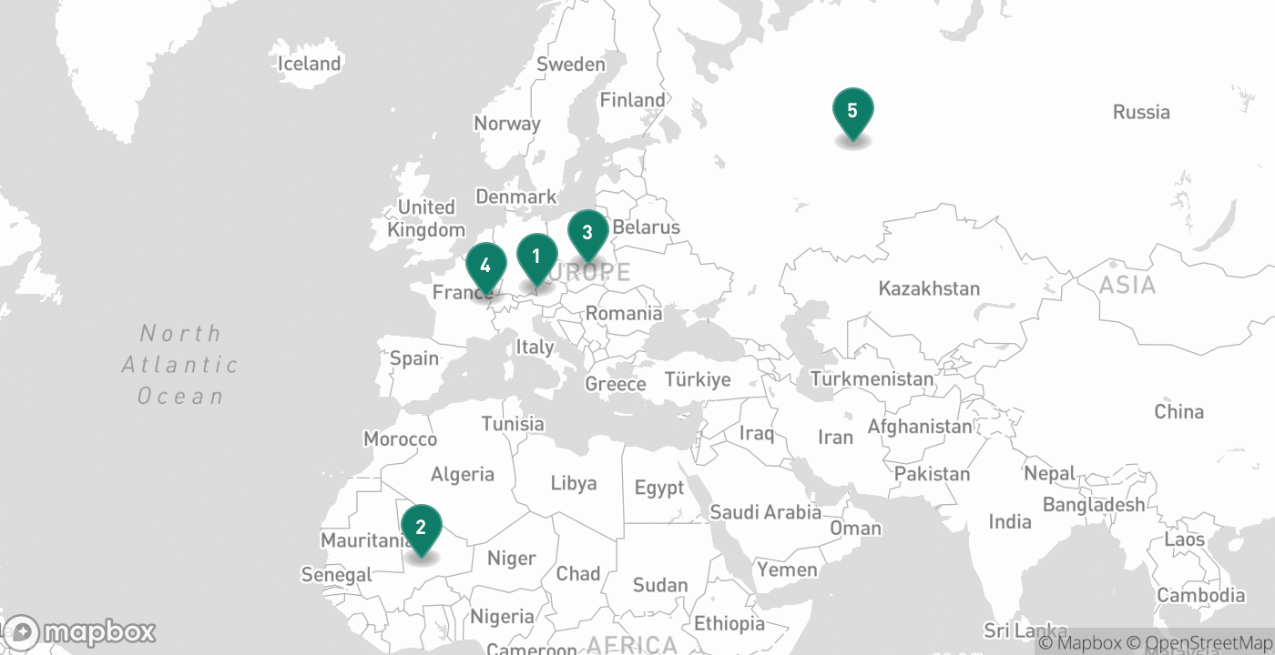 Map of the five cities from August 19th, 2026