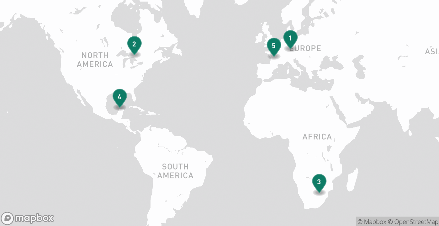 Map of the five cities from August 24th, 2026