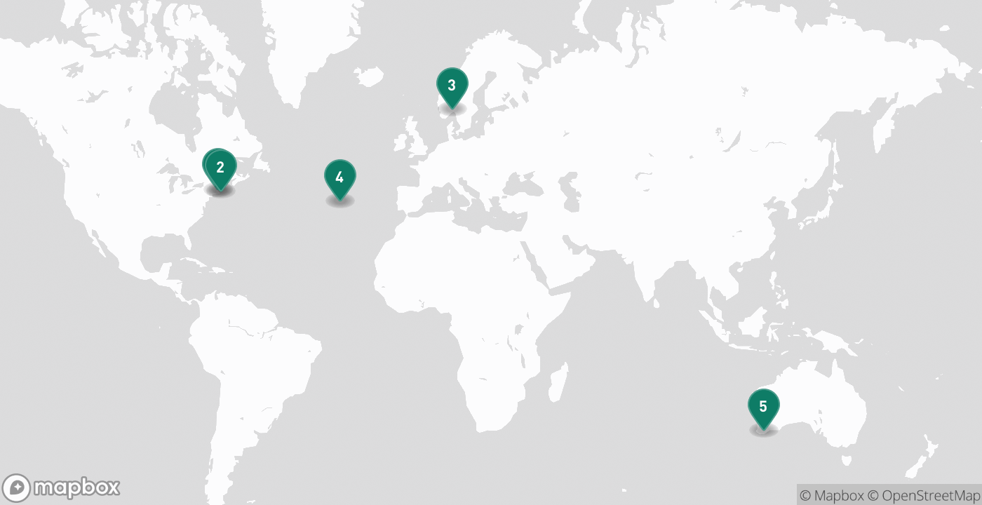 Map of the five cities from August 26th, 2026
