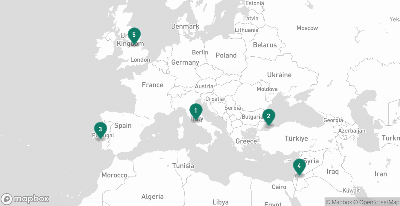 Map of the five cities from August 29th, 2026
