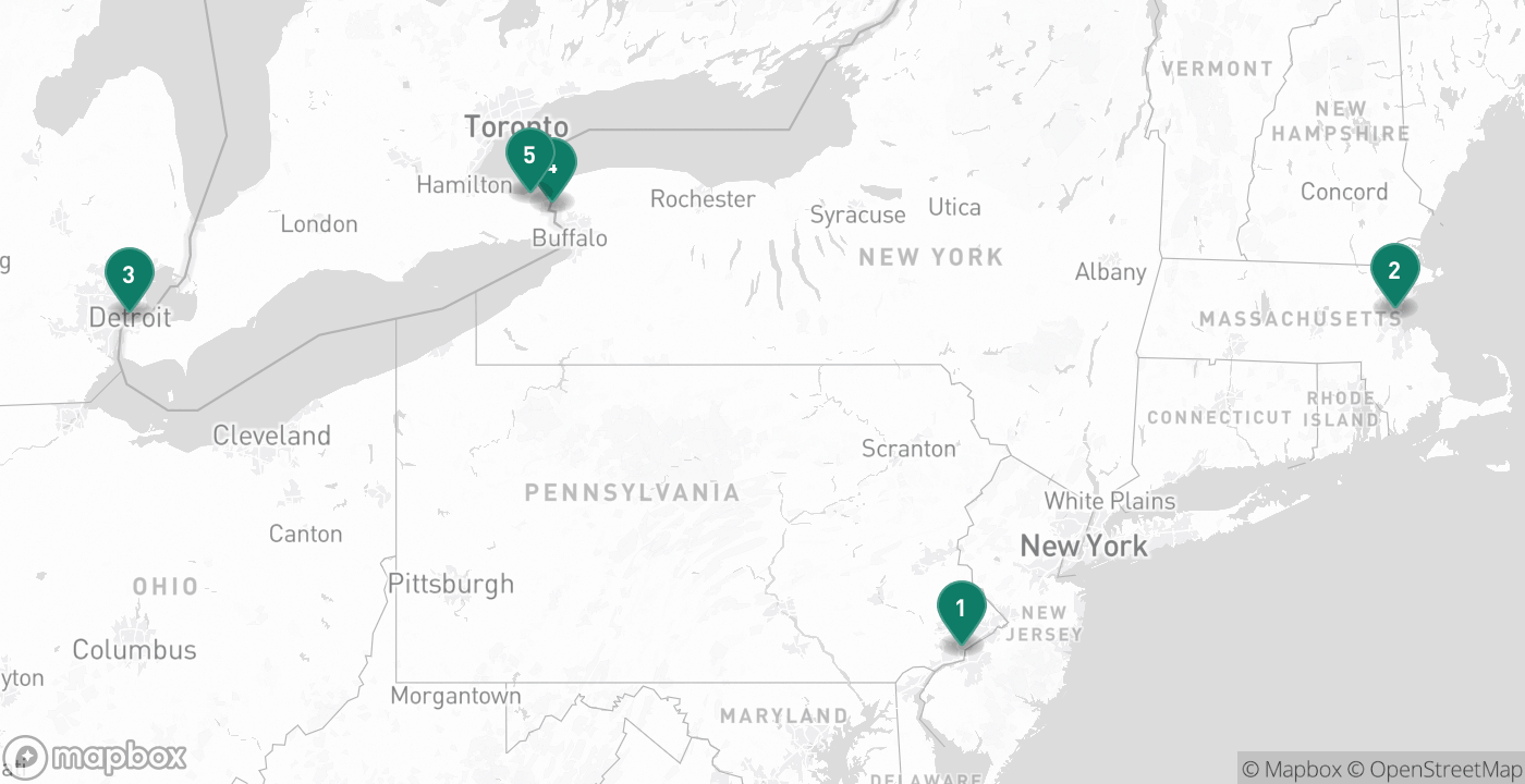 Map of the five cities from August 31st, 2026