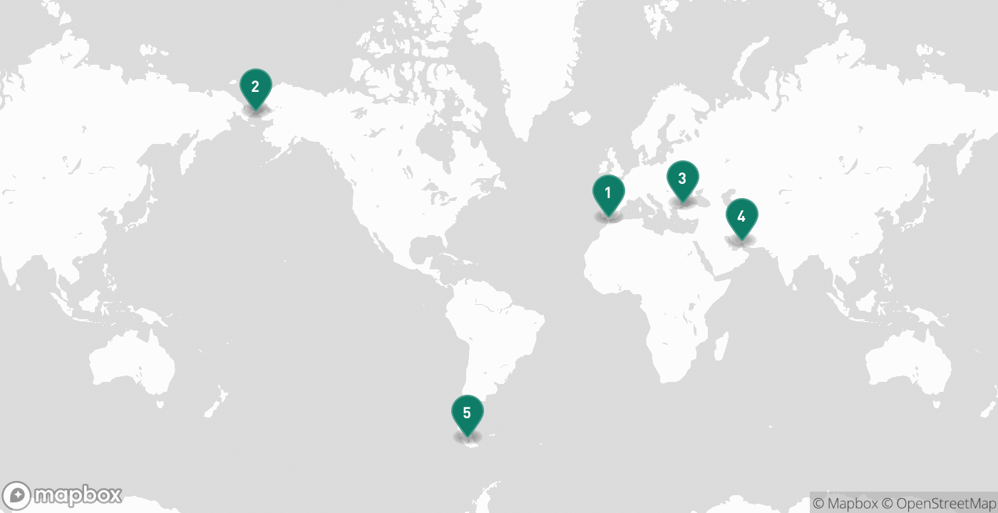Map of the five cities from September 1st, 2026
