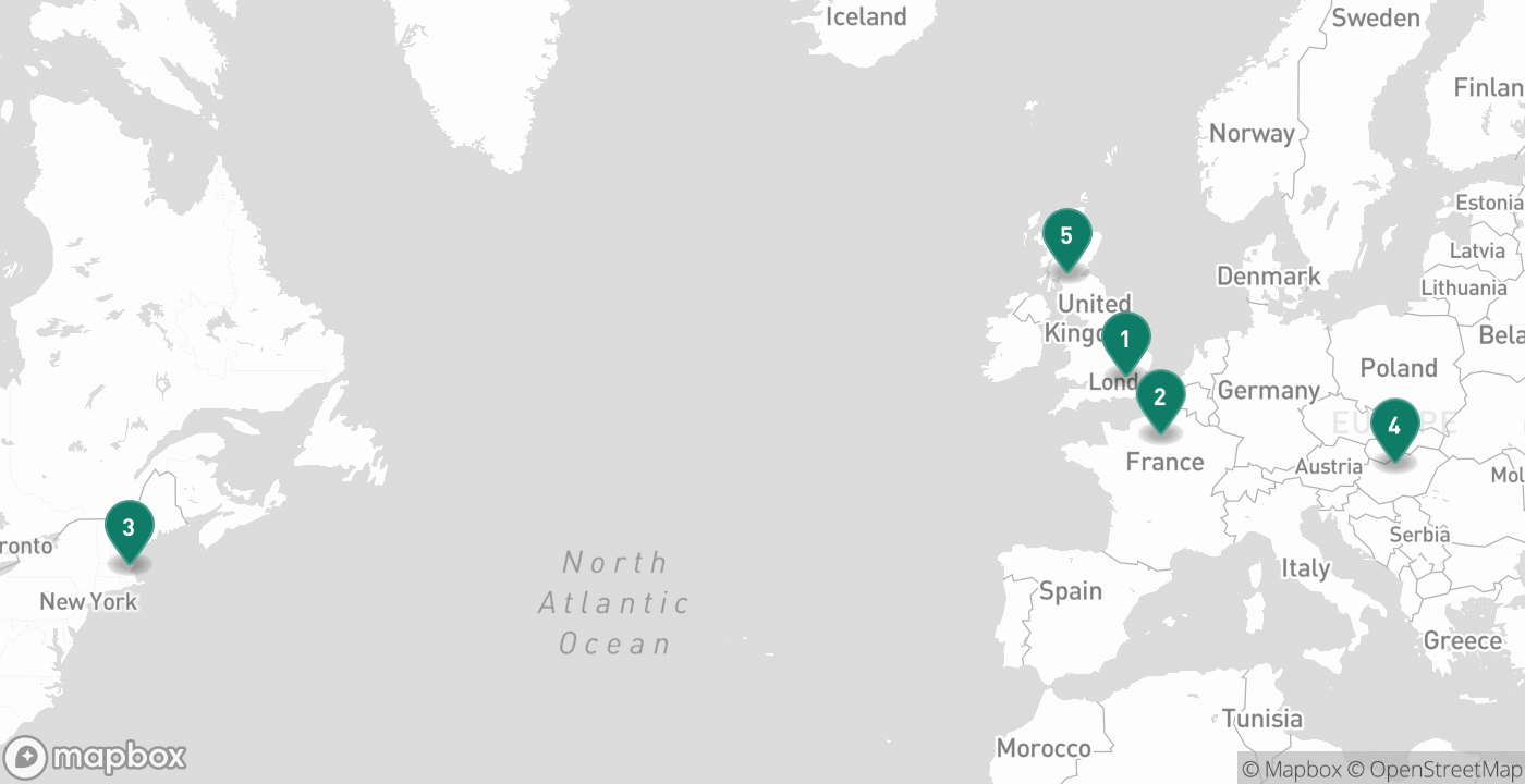 Map of the five cities from September 2nd, 2026