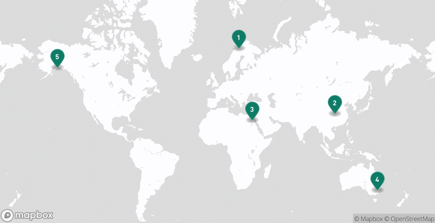 Map of the five cities from September 3rd, 2026