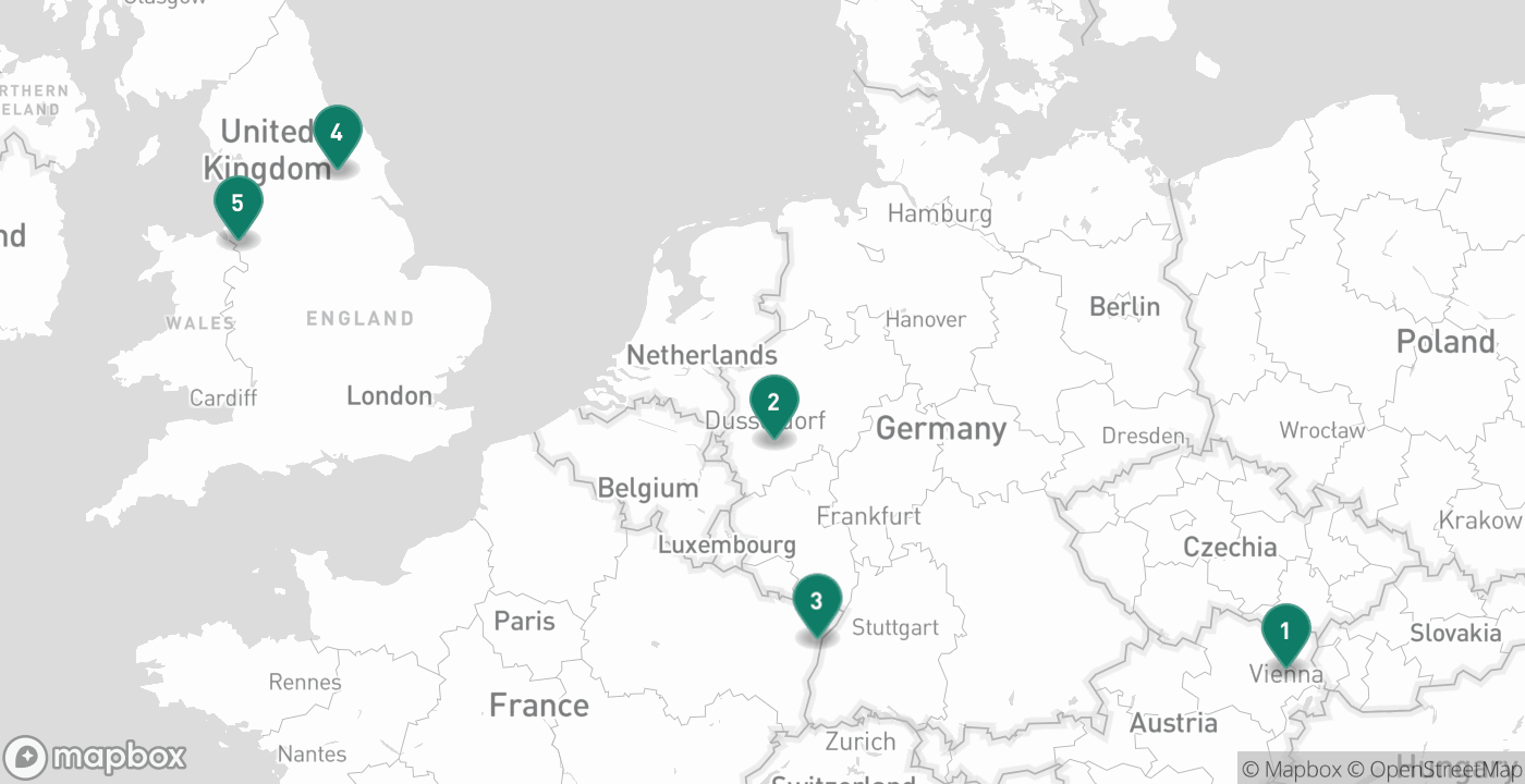 Map of the five cities from September 8th, 2026