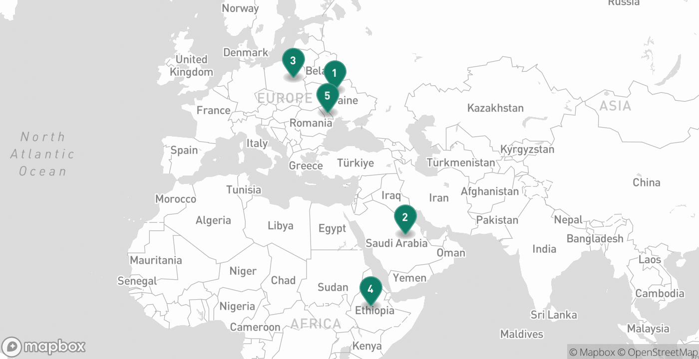 Map of the five cities from September 12th, 2026