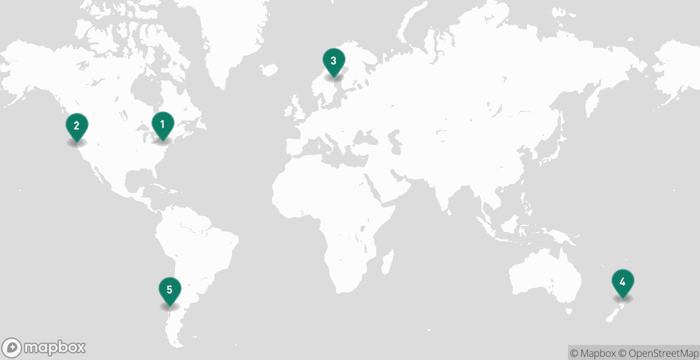 Map of the five cities from September 17th, 2026