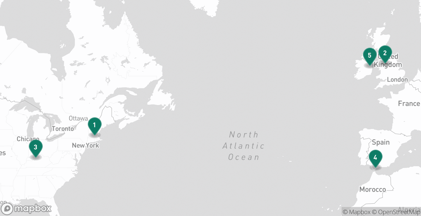 Map of the five cities from September 22nd, 2026