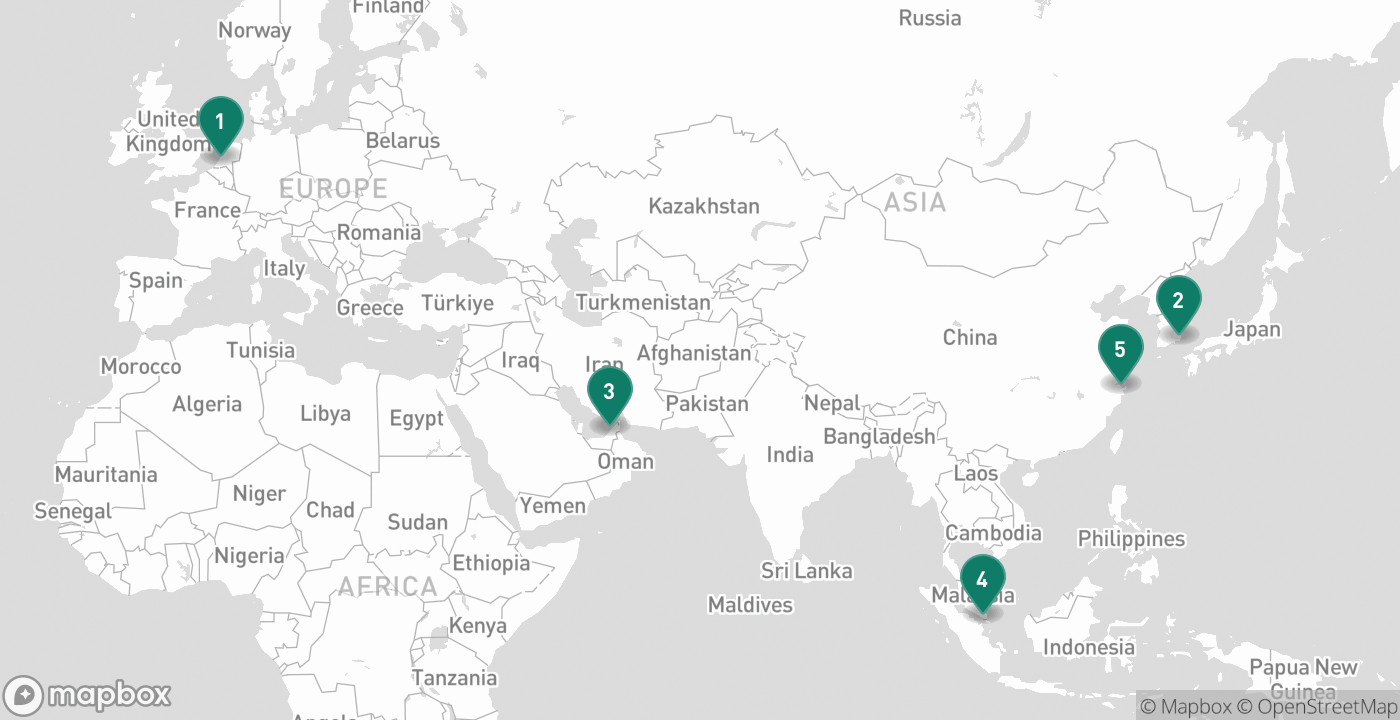 Map of the five cities from September 24th, 2026