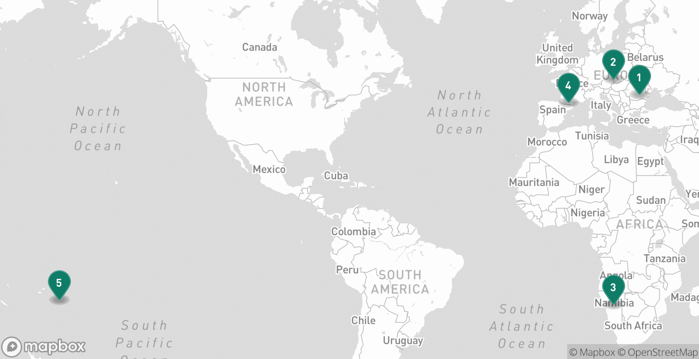 Map of the five cities from October 4th, 2026
