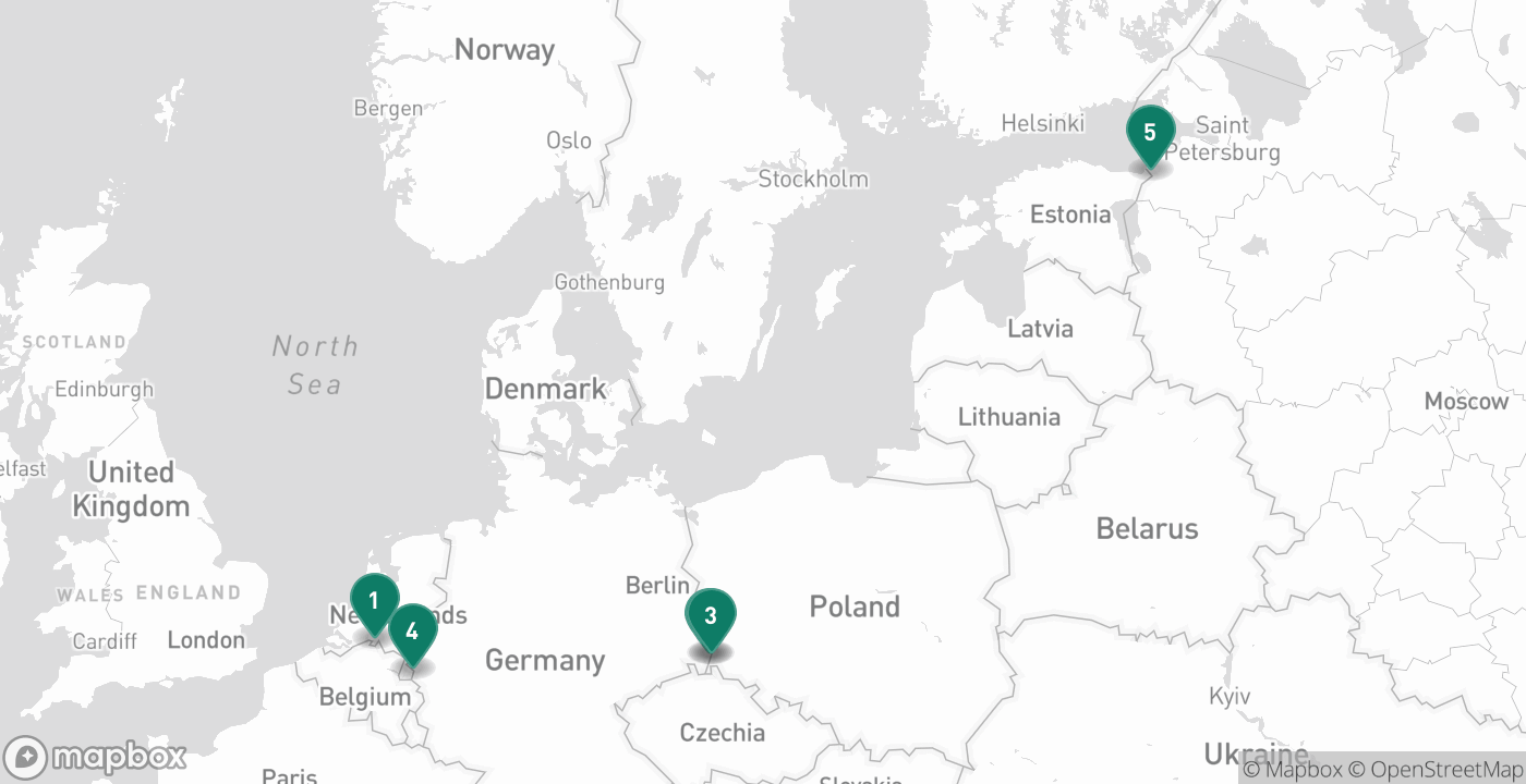 Map of the five cities from October 9th, 2026