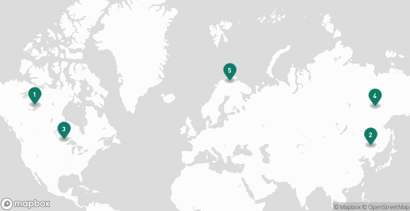 Map of the five cities from October 13th, 2026