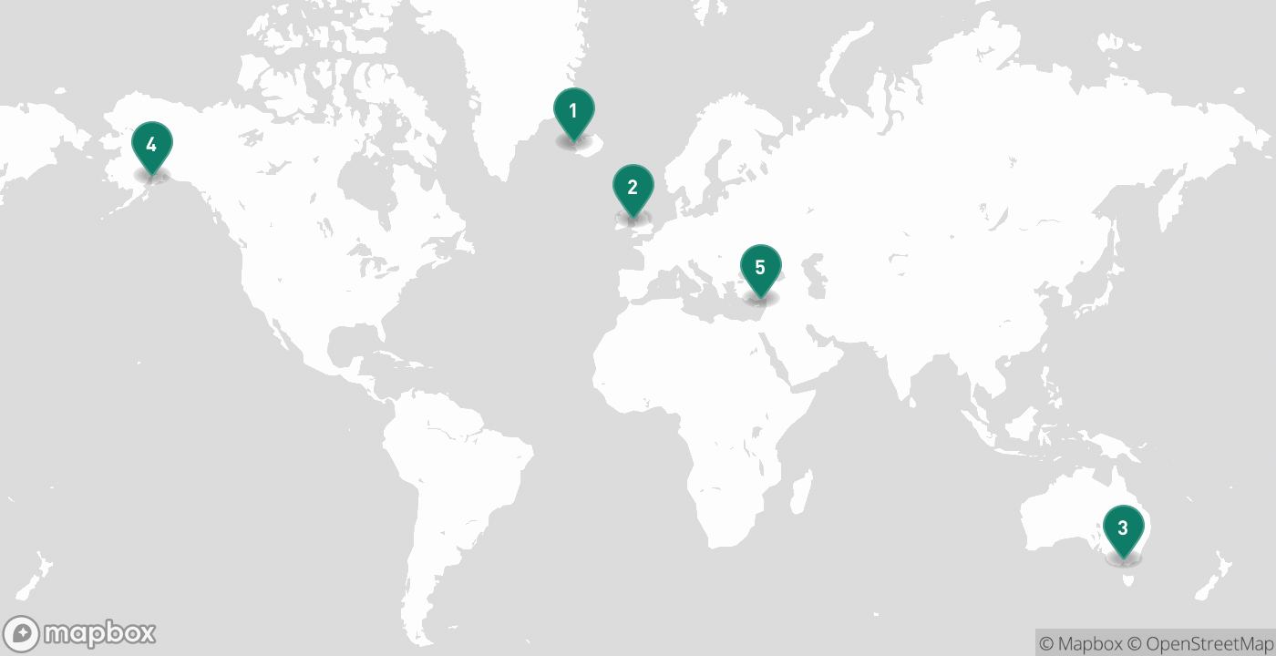 Map of the five cities from October 16th, 2026