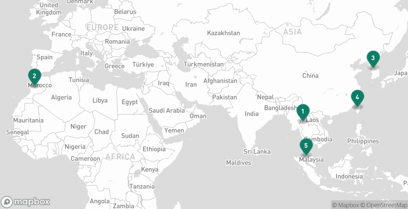 Map of the five cities from October 22nd, 2026